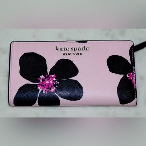 Kate Spade Pink and Black Floral Wallet